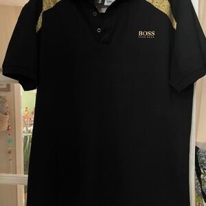Brand New w/tags HUGO BOSSPolo Cotton Shirt Slim 3XL Black & Gold $129 MSRP!